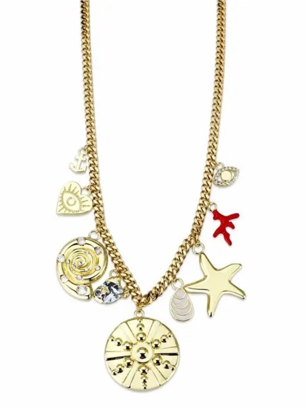 AQUA Nautical Charm Necklace Gold Tone NWT $100 Retail